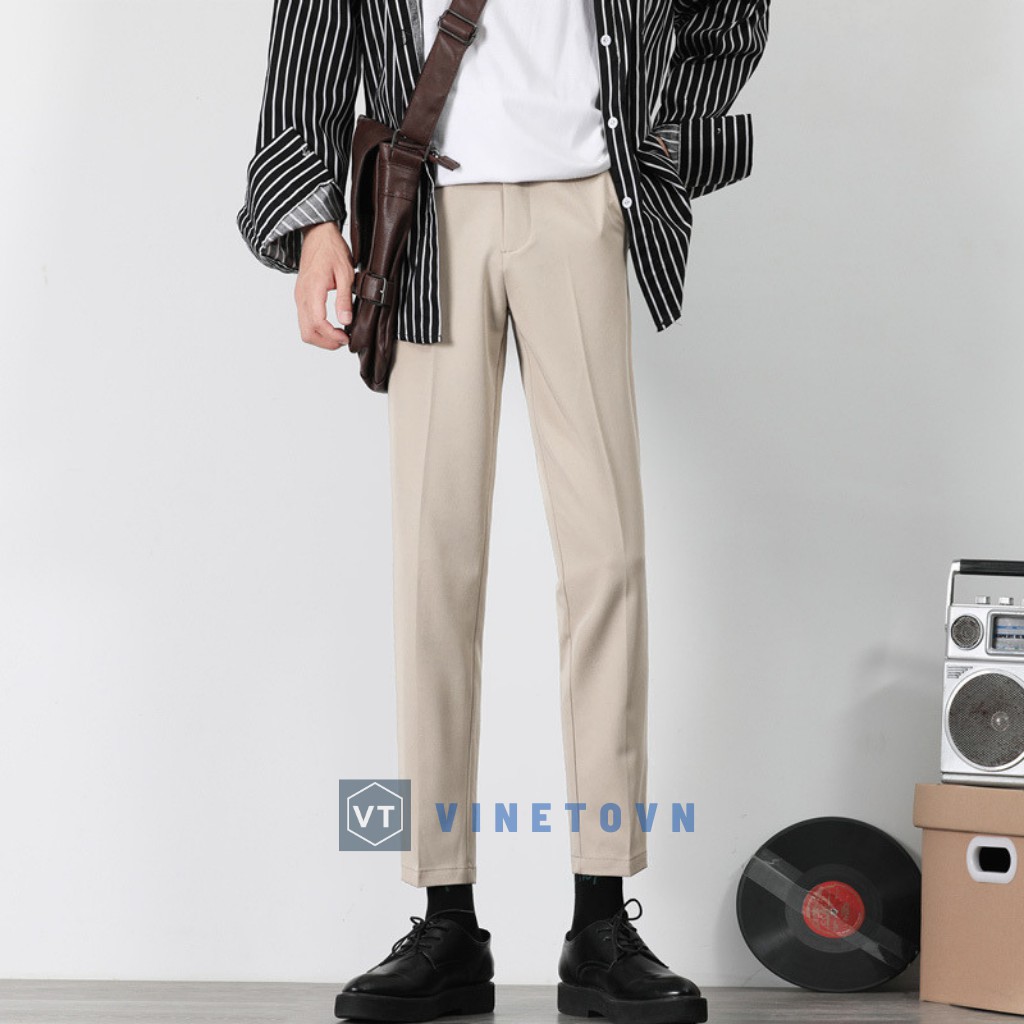 Quần baggy nam (trắng kem) phong cách Hàn Quốc, ống suông mặc co giãn, phù hợp đi học, dạo phố | BigBuy360 - bigbuy360.vn