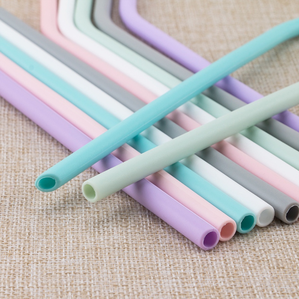 Ống hút Silicone nhiều màu sắc pastel có thể tái sử dụng tiện dụng thân thiện môi trường