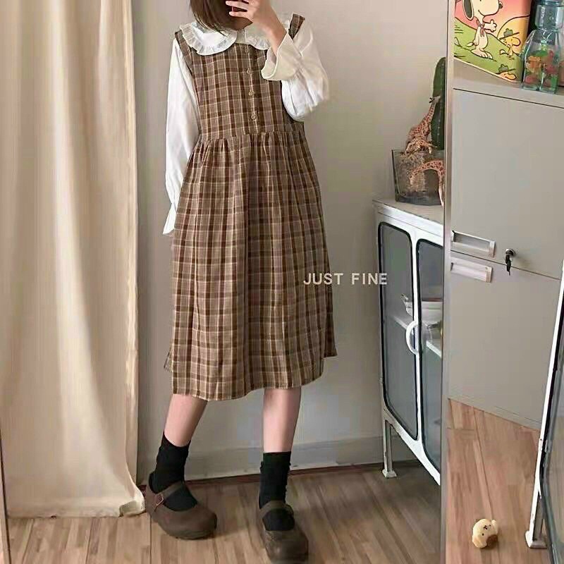 SET YẾM CARO KÈM ÁO SƠ MI CỔ SEN