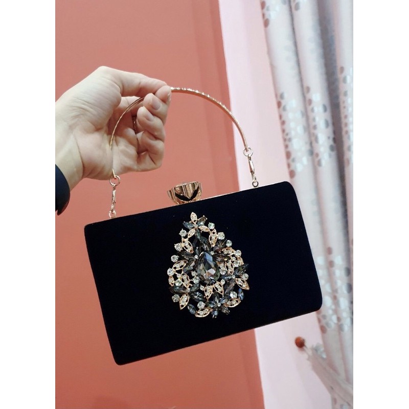 Cốp nhung đi tiệc đính hoa đá