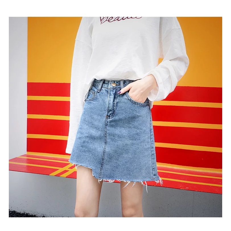 Chân váy Jeans eo cao phong cách trẻ trung năng động | BigBuy360 - bigbuy360.vn