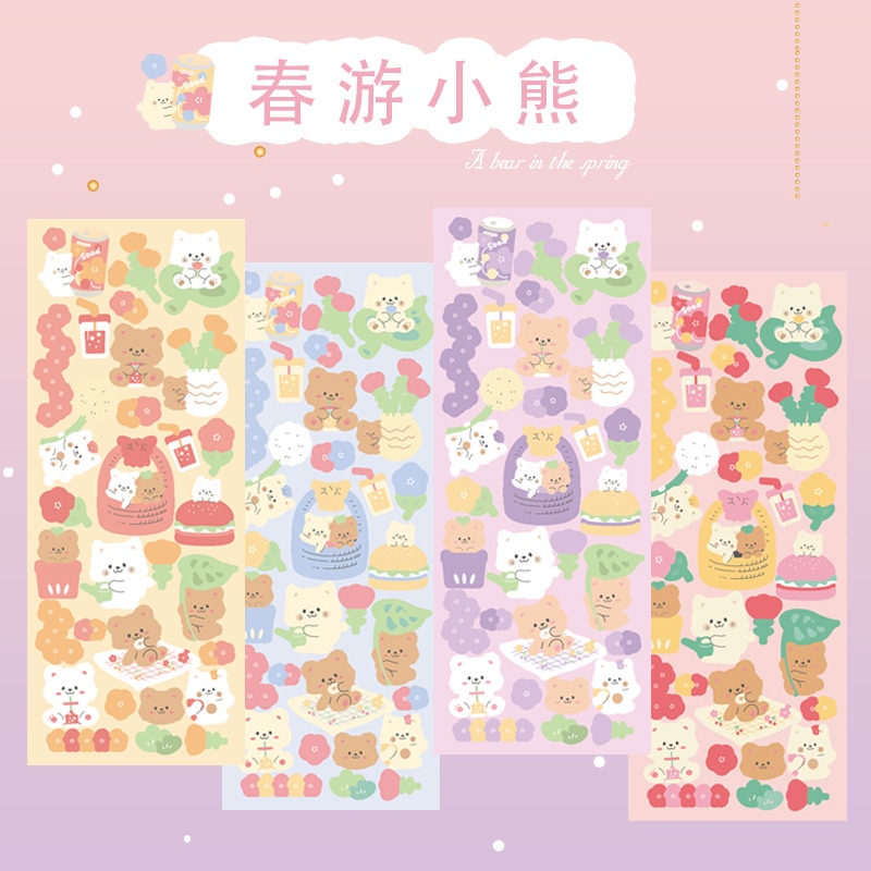 Zanmo tờ nhãn dán sticker mèo thức ăn kim tuyến lấp lánh