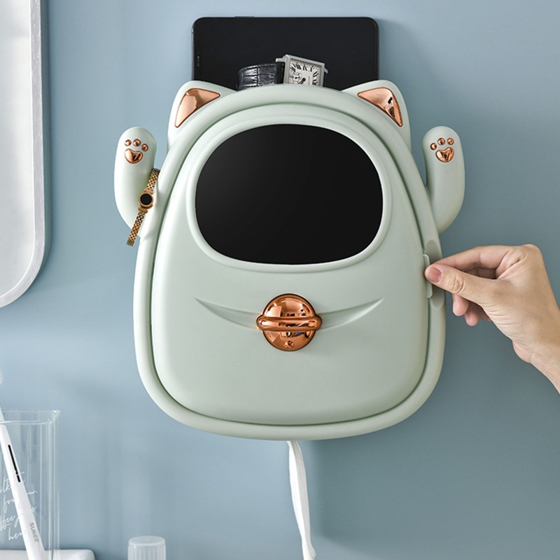 Hộp Đựng Khăn Giấy Gắn Tường Hình Mèo May Mắn Siêu Dễ Thương Đa Năng Trang Trí Nhà Cửa / Phòng Ngủ / Nhà Bếp