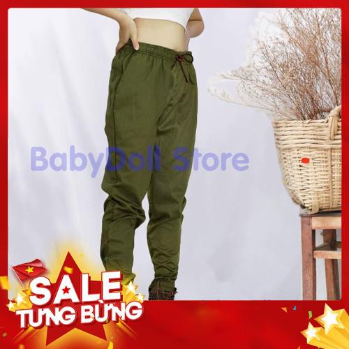 Quần jogger nữ chất kaki khóa zip chân - Hàng nhập khẩu