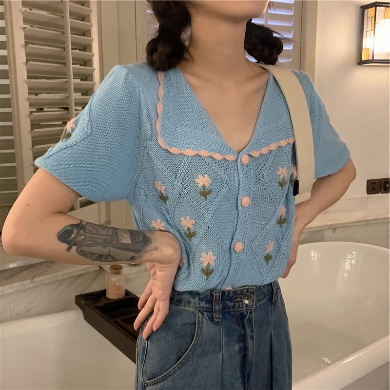 Áo Thun polo Ngắn Tay Phong Cách Retro Dành Cho Nữ  tao bao