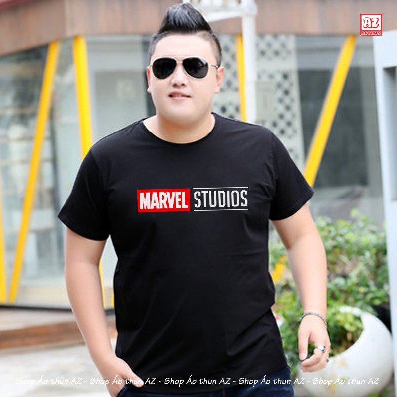 Áo thun Nam màu đen in logo Marvel Studios - BIGSIZE 3XL 4XL 5XL 6XL 7XL M2272