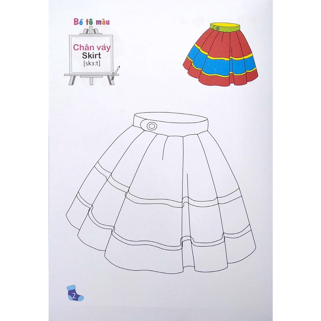 Sách Bé Tập Làm Họa Sĩ - Bé Tô Màu - Tập 8 - Trang Phục Cho Bé (Việt - Anh)