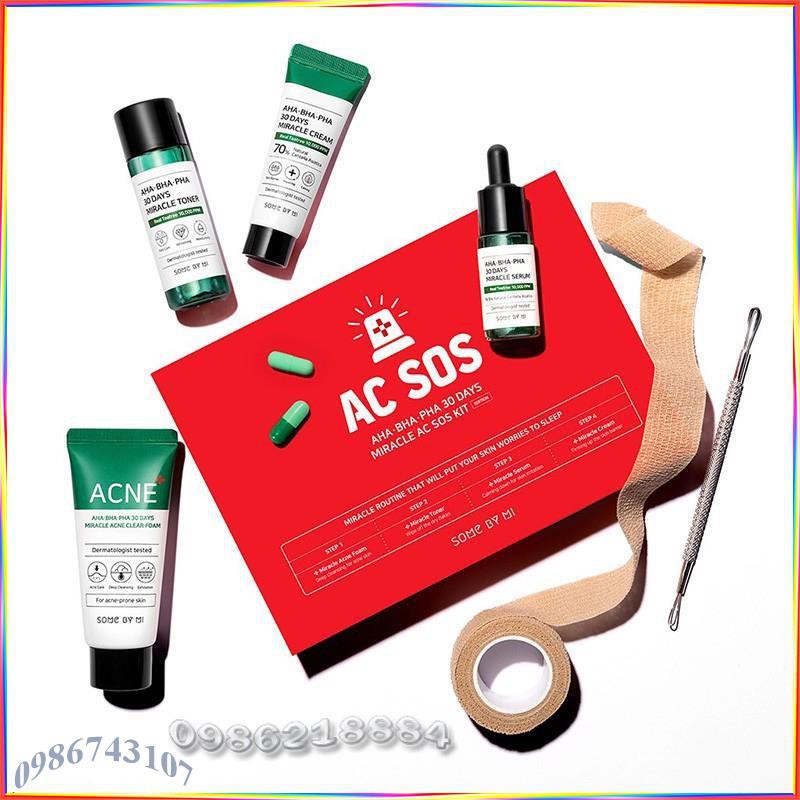 Bộ 4 món giảm mụn trong 30 ngày Some By Mi AHA-BHA-PHA 30 Days Miracle AC SOS Kit SV