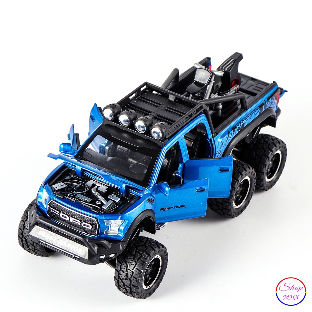 Xe mô hình sắt Ford Raptor Offroad Beast 6x6 TẶNG KÈM BIỂN SỐ tỉ lệ 1:28 hãng Chezhi 3 màu