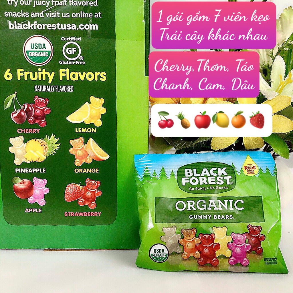 ❤ Tách lẻ 1 gói Kẹo dẻo gấu trái cây hữu cơ Black Forrest Organic Gummy Bears Mỹ [Date 22/1/2022] | BigBuy360 - bigbuy360.vn