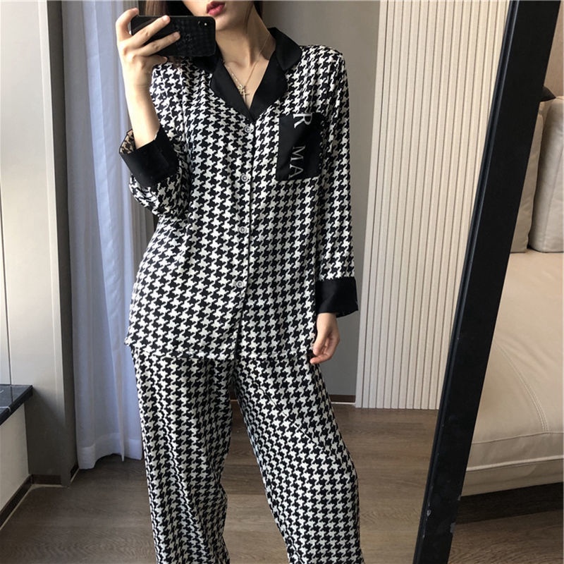 Bộ đồ ngủ tay dài thời trang xuân thu phong cách Hàn Quốc xinh xắn cho nữ