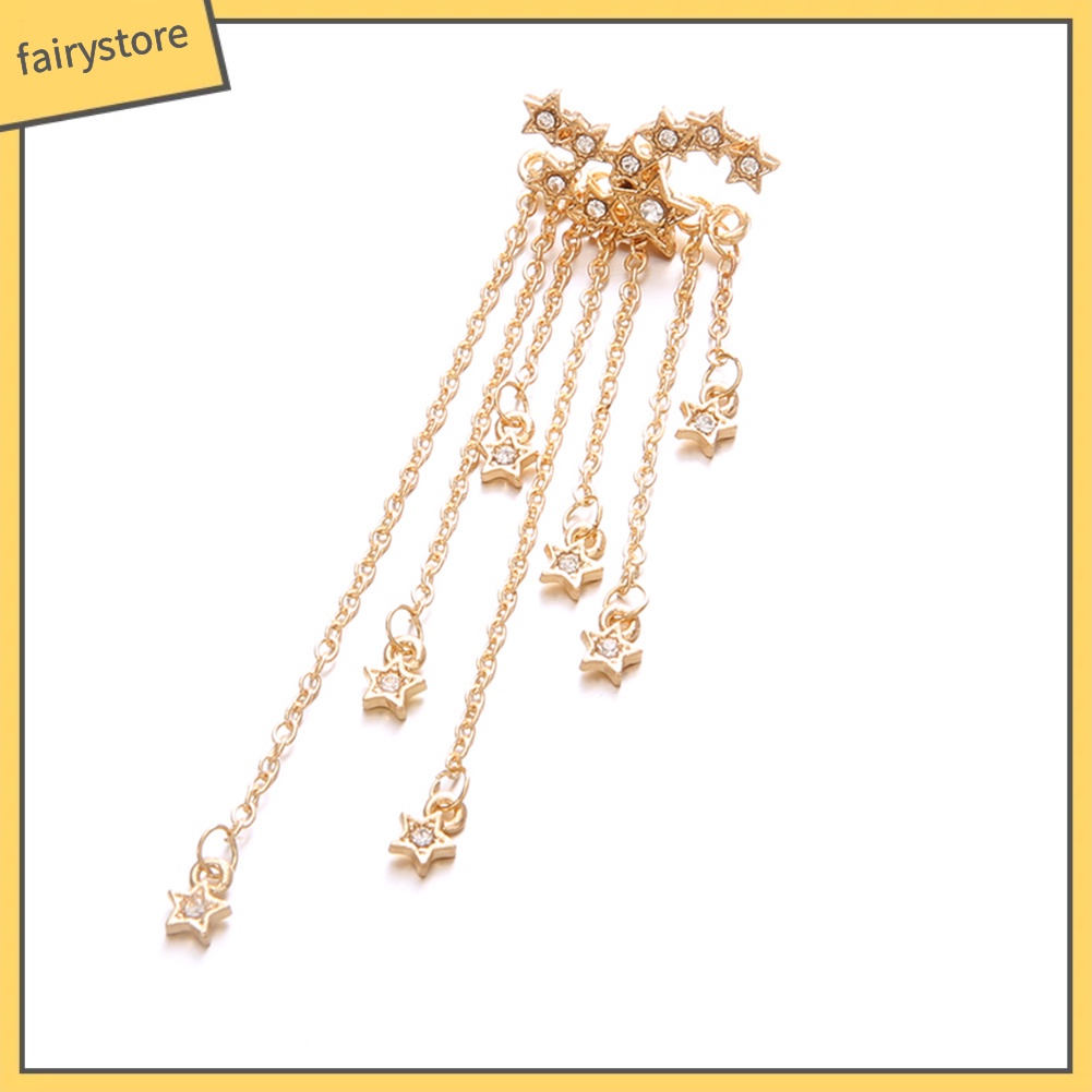 Khuyên tai dáng dài thiết kế tua rua đính ngôi sao độc đáo cho nữ