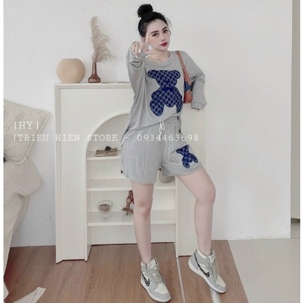 Set bộ BIGSIZE gấu XANH họa tiết chào thu hot hit