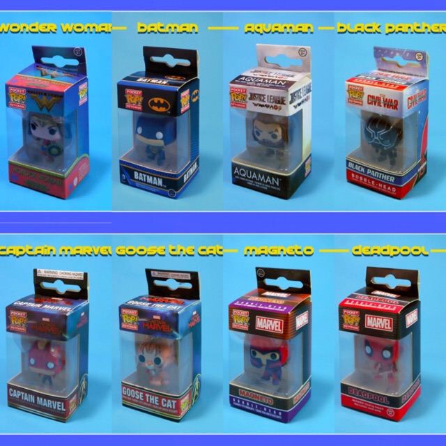 Móc khoá Funko POP! Goose the Cat Captain Marvel Magneto Wolverine Wonder Woman Batman Aquaman Darevevil