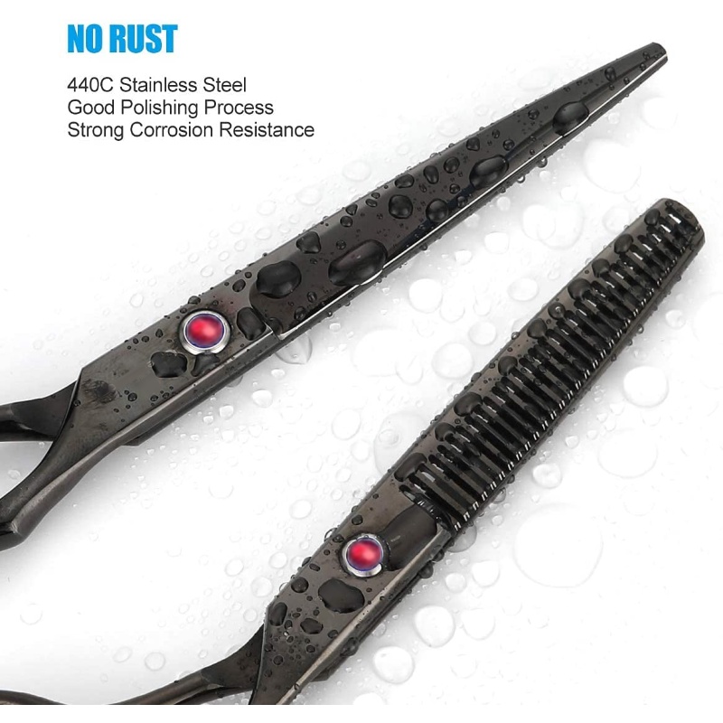 7.5 inch Kéo cắt tóc chuyên nghiệp màu đen. Bộ kéo cắt làm tóc bằng thép không gỉ.