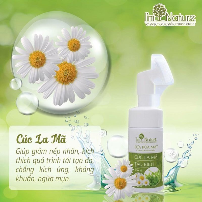 Sữa Rửa Mặt I'M NATURE Cúc La Mã Tảo Biển - Đầu Cọ Silicon Giảm Mụn Sáng Da Kiềm Dầu | BigBuy360 - bigbuy360.vn