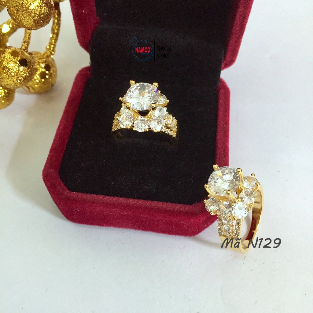 Nhẫn Nữ Đính Đá N129 Bản Hoa Ổ Cao