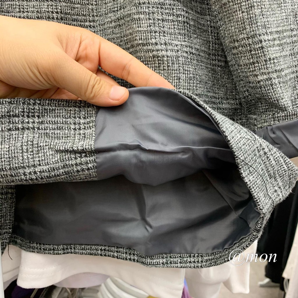 Áo blazer dạ kẻ 2 lớp 1 khuy kèm ảnh thật, Áo blazer dạ kẻ 2 lớp túi hộp 2 màu kẻ đen, kẻ xám style Hàn Quốc | BigBuy360 - bigbuy360.vn