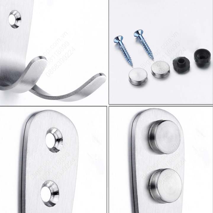 Móc treo quần áo bằng inox 304-2.0 có nút bịt đầu vít, loại đơn-đôi tùy chọn