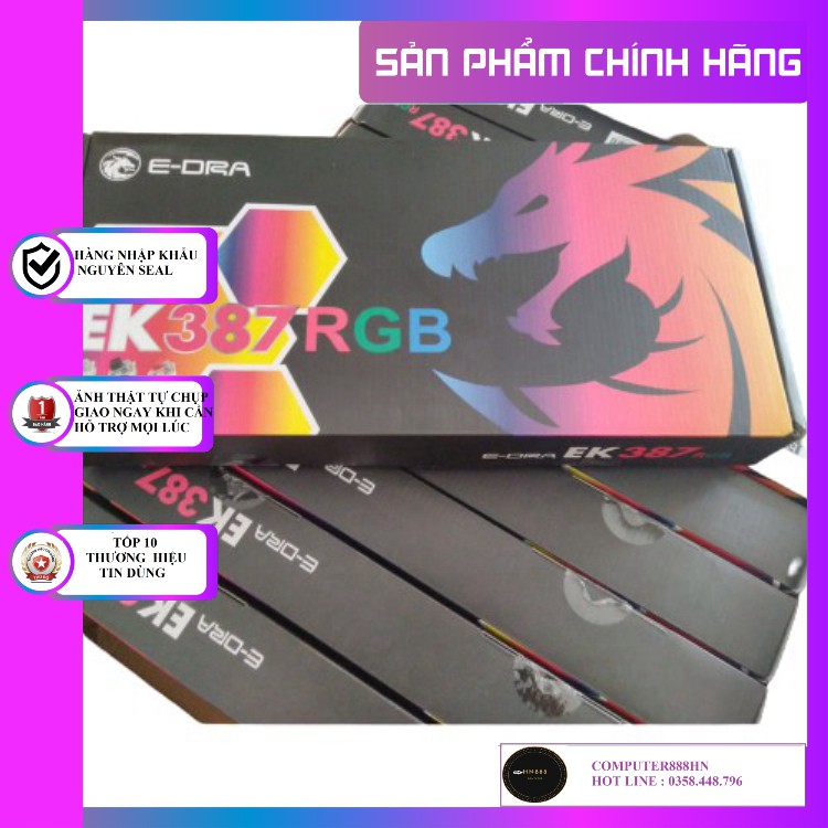Bàn phím cơ E-Dra EK387 RGB, bàn phím gaming edra EK387 led RGB