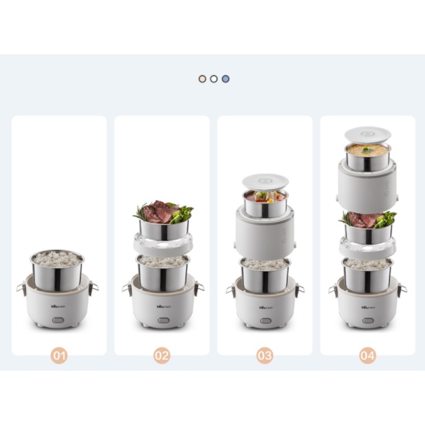 [Tặng zắc 3 chấu] Hộp cơm cắm điện Bear DFH-B15N1, 1.6L, nấu chín, hâm nóng, giữ nhiệt cho thức ăn, dùng inox 304