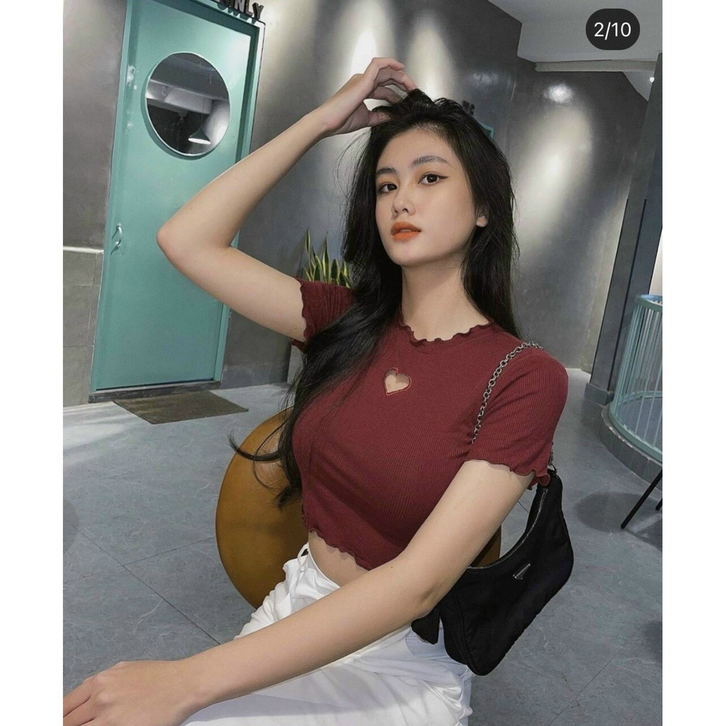 Áo khoét tim croptop (nhiều màu)