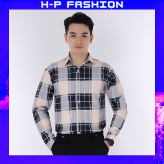 Áo sơ mi nam tay dài sọc caro, vải kate lụa cao cấp siêu mềm mịn và co giãn thời trang Hpfashion - SMNHP025