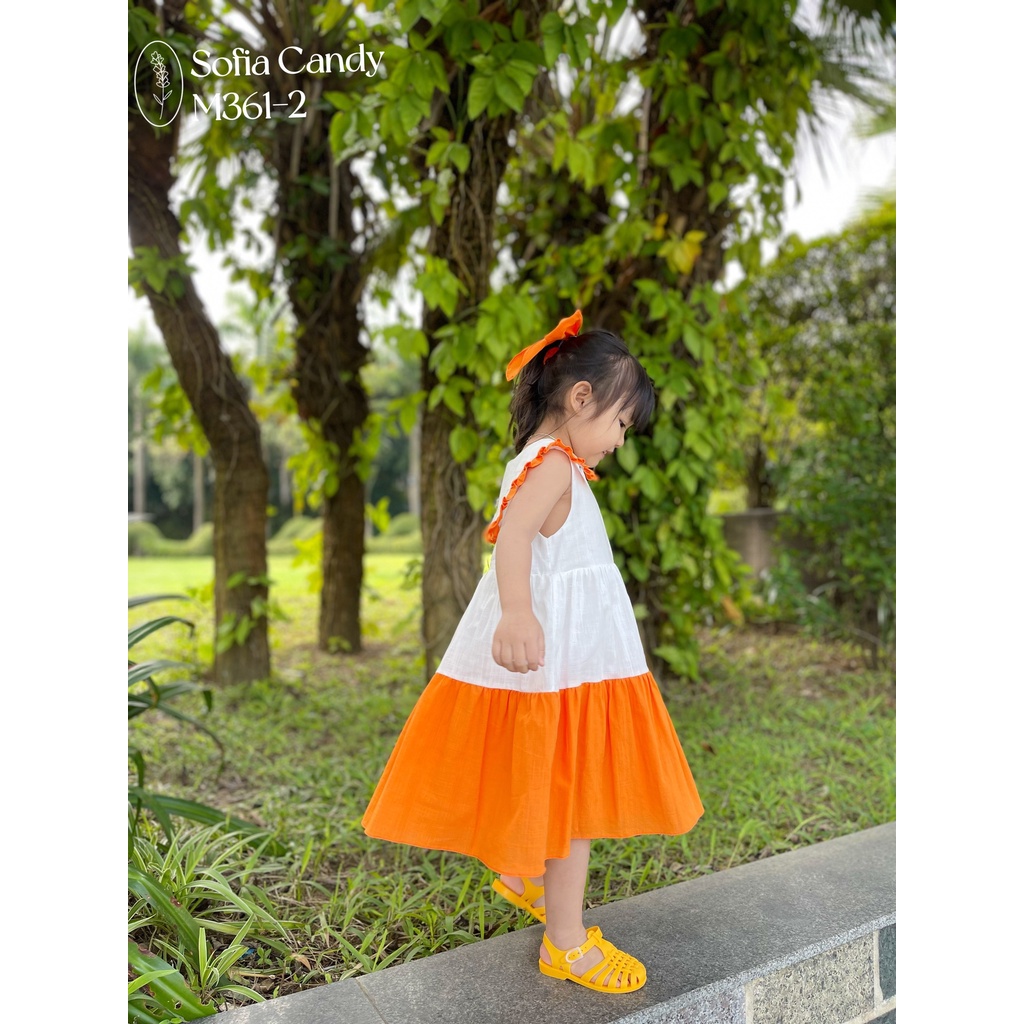 Váy hè 2 tầng Sofia cho bé gái size 1-10T (10-40kg) 2 màu cam, hồng xinh xắn