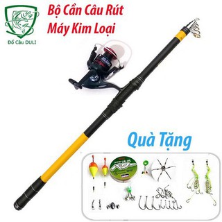 CẦN CÂU MÁY HUNTS MAN MÁY CÂU CÁ kim loại QE  - Bộ cần huntman máy QE