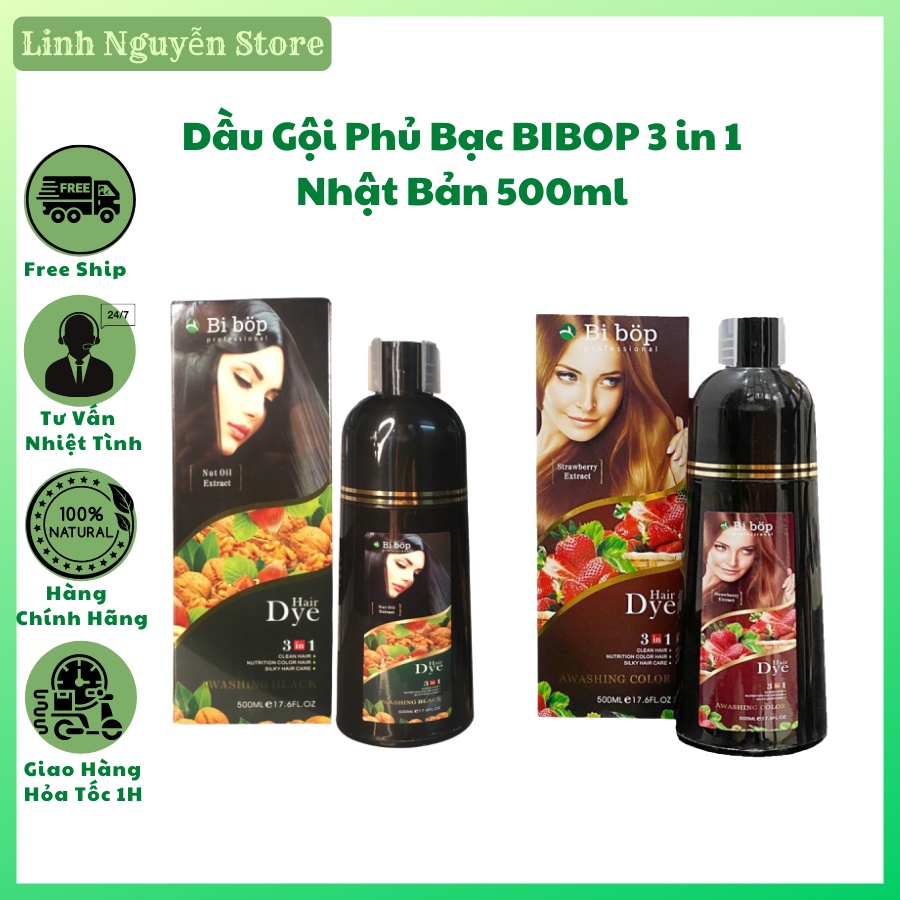 Dầu Gội Đen Phủ Bạc BIBOP 3 in 1 Nhật Bản 500ml