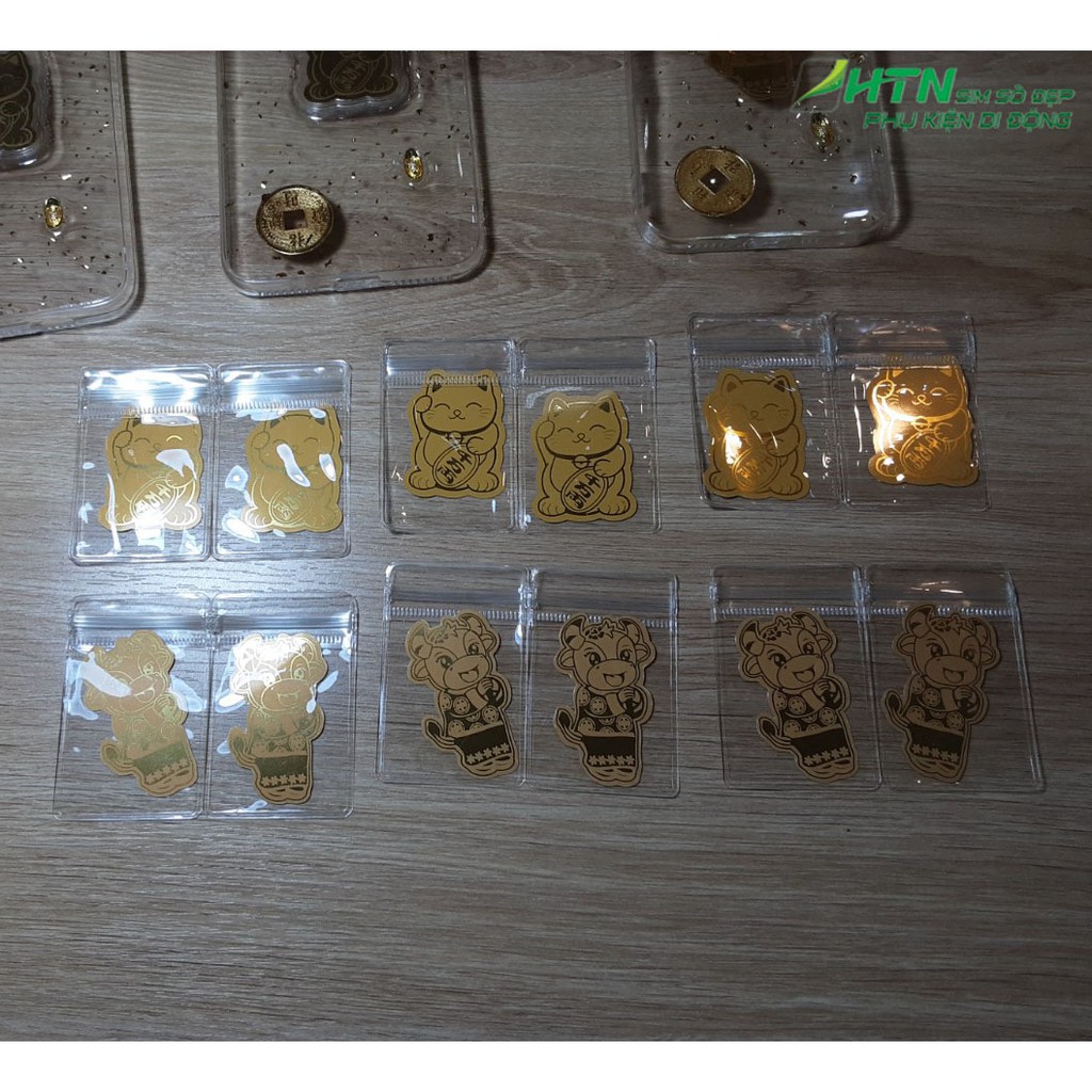 Mèo thần tài, trâu vàng phong thủy mạ vàng để vào ốp điện thoại, ví, tủ tiền, bàn thờ chiêu tài lộc mai mắn năm mới | BigBuy360 - bigbuy360.vn