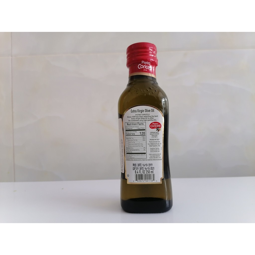 [250ml - Extra] Dầu ô liu nguyên chất [Italia] PIETRO CORICELLI Extra Virgin Olive Oil (halal) (nhn-hk)