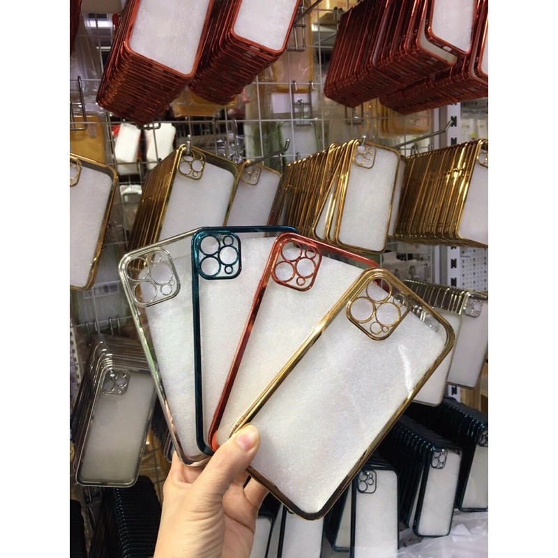 (CÓ IP 12) Ốp lưng dẻo trong viền màu 6d dành cho lphone 6 đến 12 promax