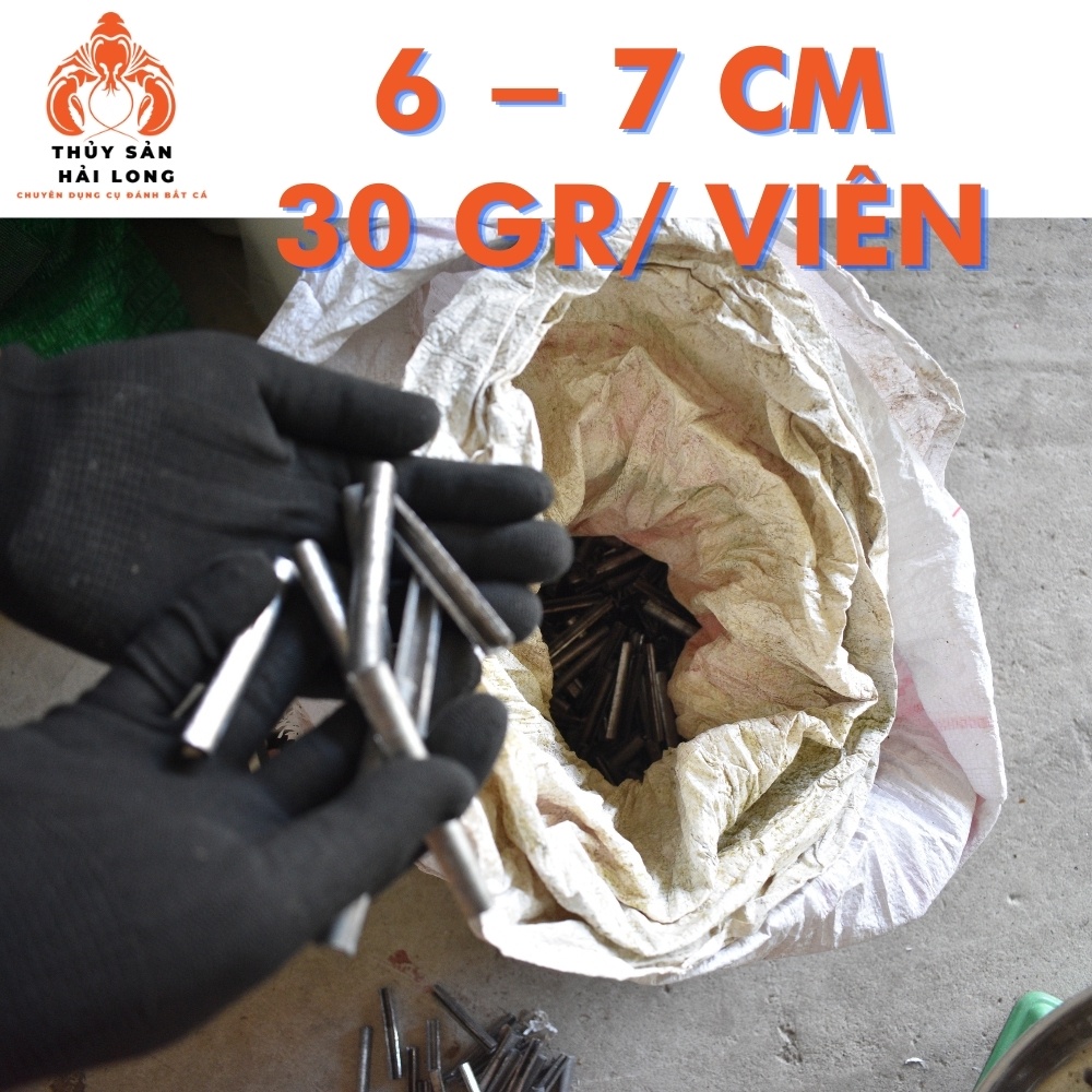 Chì viên thỏi đúc cặp chài, lưới vét - 1kg 35 viên dài 6 cm loại đẹp