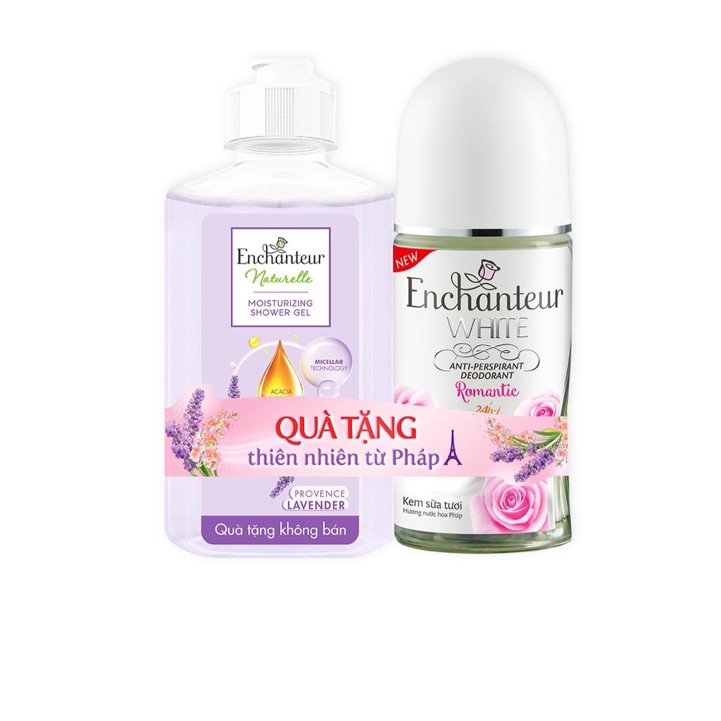 Enchanteur - Lăn Khử Mùi trắng da hương nước hoa  50ml tặng tắm 60g