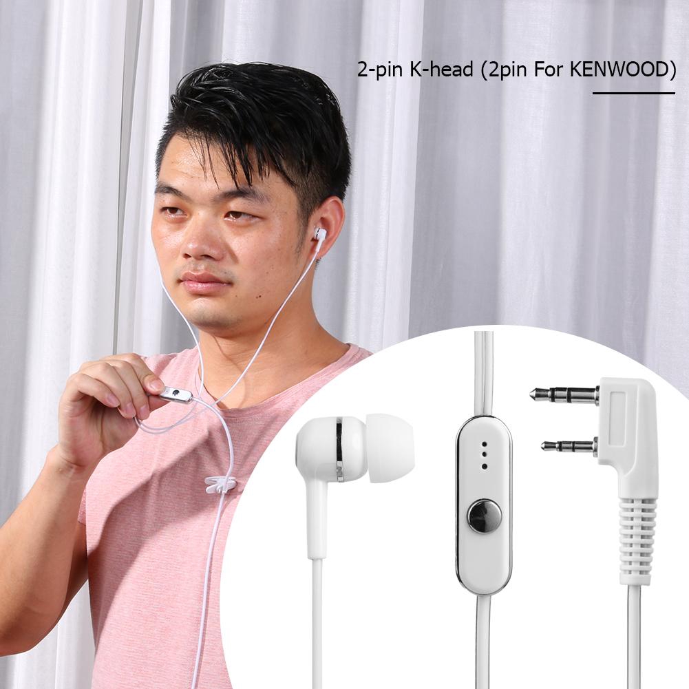 2Pin Dual Earphone Earpiece Mic PTT for BAOFENG KENWOOD Radio Walkie Talkie