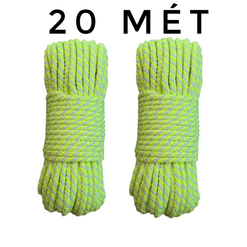 20 mét - Dây Dù tròn 5mm có lõi màu neon phối dạ quang mền đẹp, chắc chắn dùng làm macrame, căng lều, trang trí