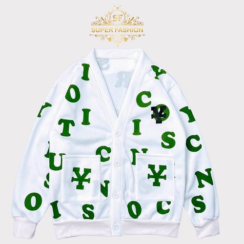 Áo Khoác Cadigan Nam Nút Cài SUPER FASHION Chất Nỉ Mềm Dày Mịn 3 Màu Phối Chữ in Form Rộng Mặc Thoáng Mát