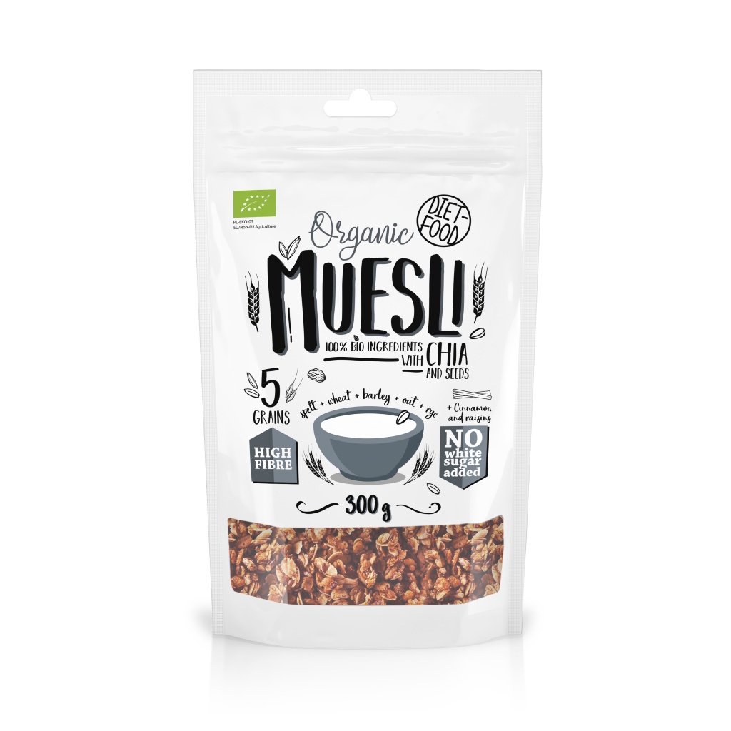 Ngũ cốc giòn hữu cơ Diet Food Organic Muesli (superfoods, fruit &amp; chia seeds)