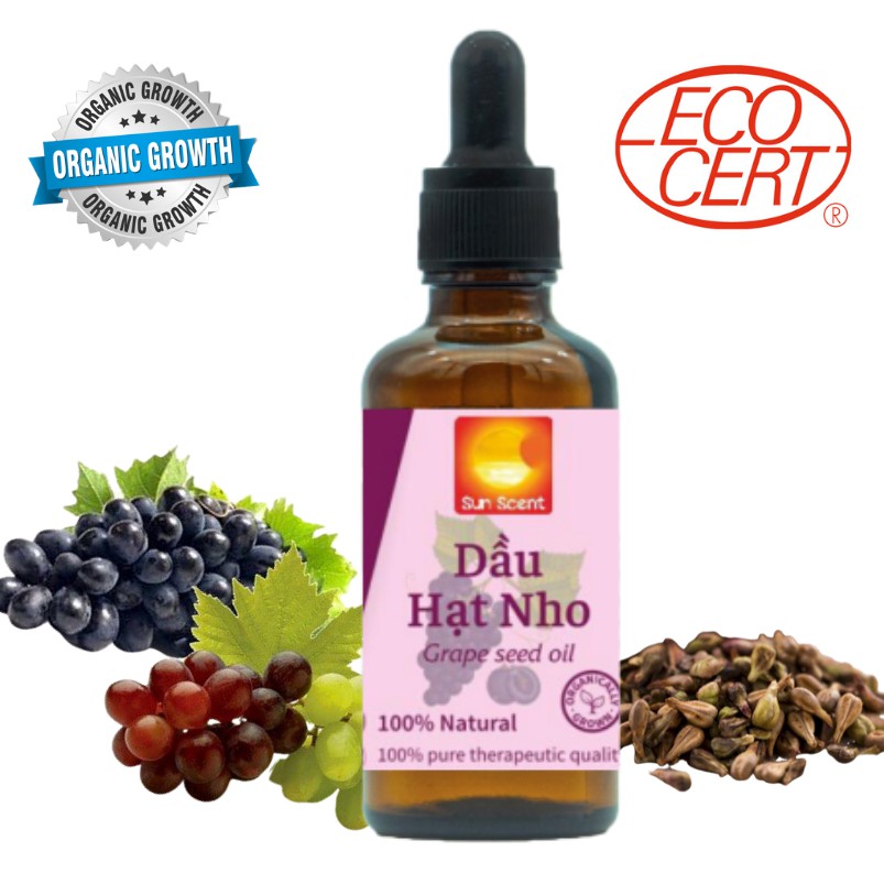 Dầu hạt nho Grapeseed oil hữu cơ ép lạnh chuẩn Ecocert