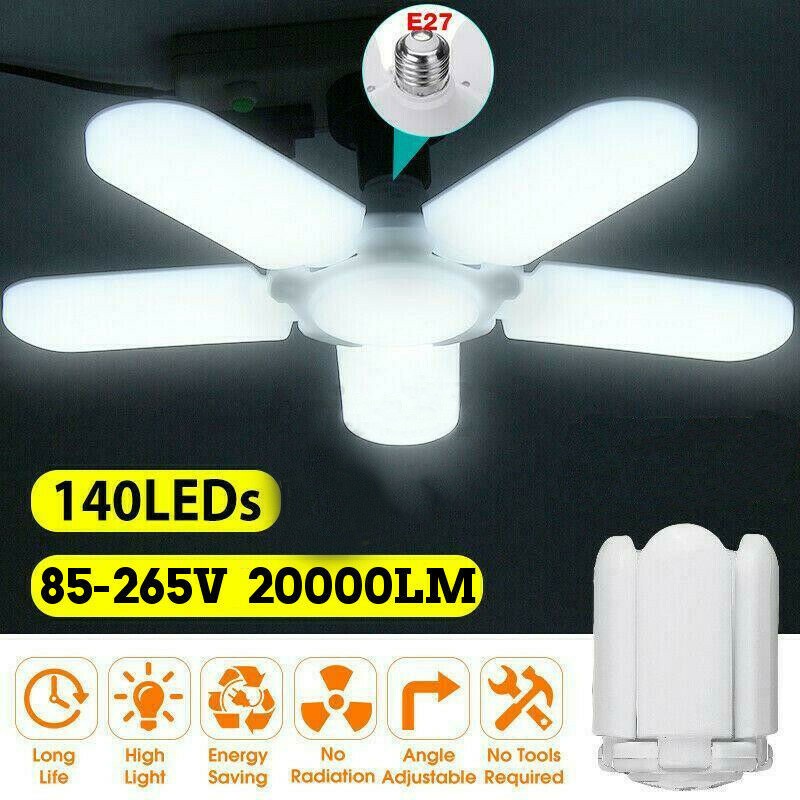20000LM 5 1 Blades deformable Led nhà để xe ánh sáng E27 có thể điều chỉnh cửa hàng Đèn trần okase