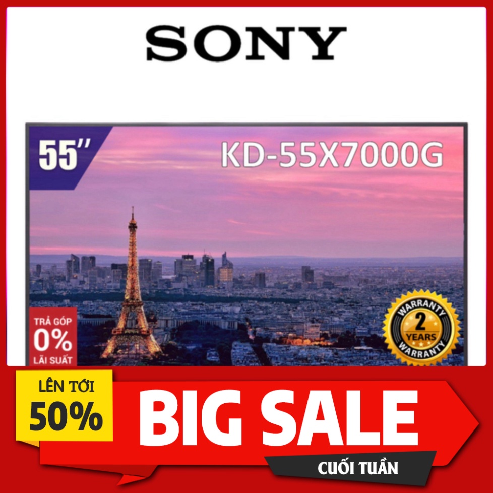 Miễn phí lắp đặt - Smart Tivi Sony 55 inch 4K UHD KD-55X7000G (Model 2019)