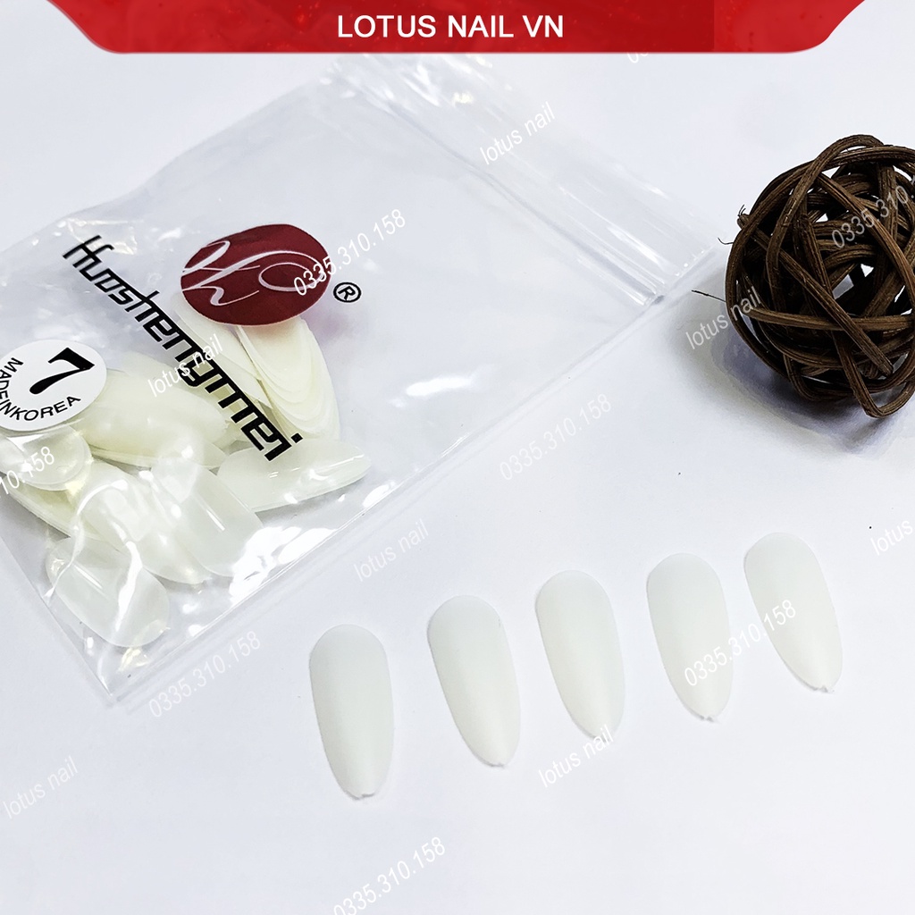 Móng úp nhọn ngắn lẻ size Hàn Quốc từ 5-9, gói 50 móng