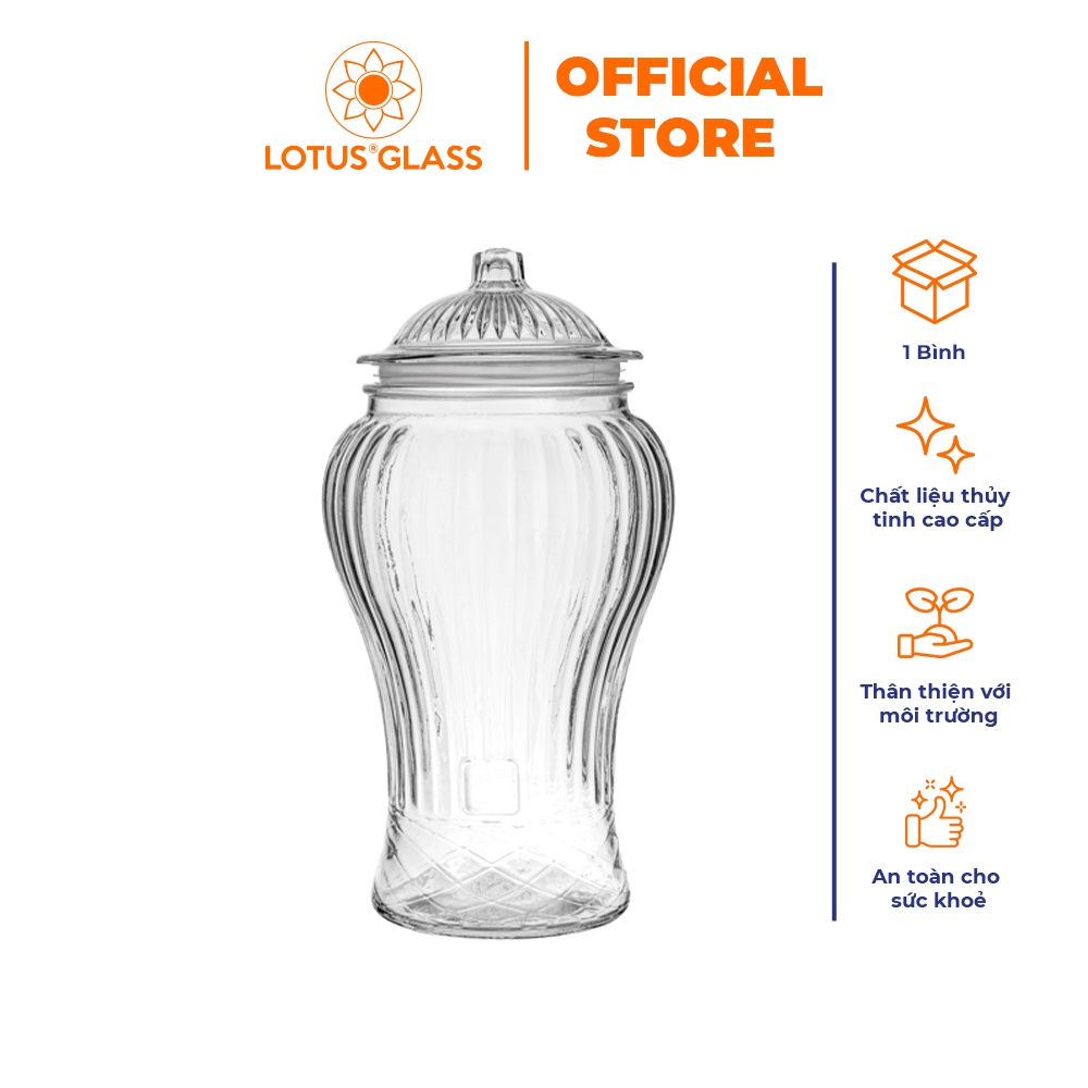 Bình ngâm thủy tinh LOTUS GLASS VTC109 trong suốt cao cấp, an toàn, dùng để ngâm sâm và trái cây
