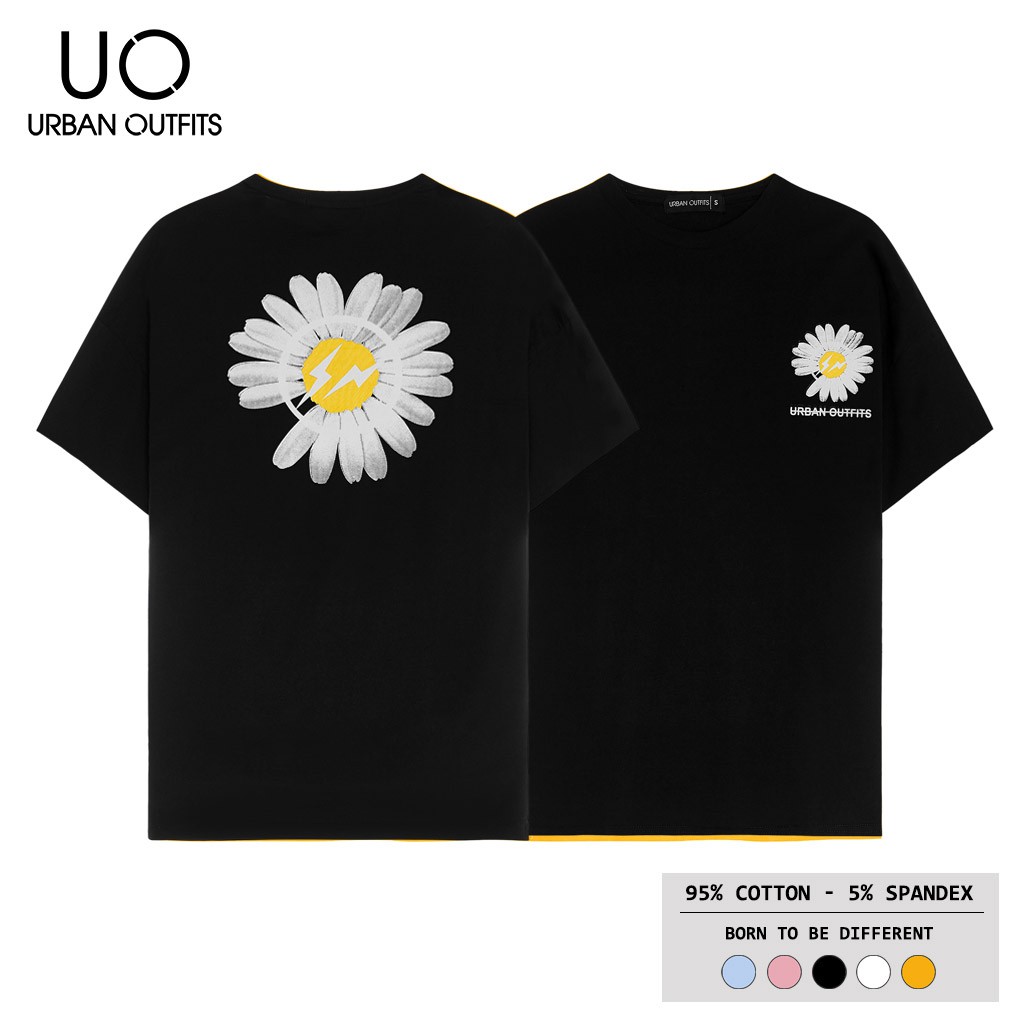 2 Màu ATO08 Áo Thun Tay Lỡ Nữ Nam Form Rộng URBAN OUTFITS IN Hoa Cúc Flash Cotton 4 Chiều Local Brand