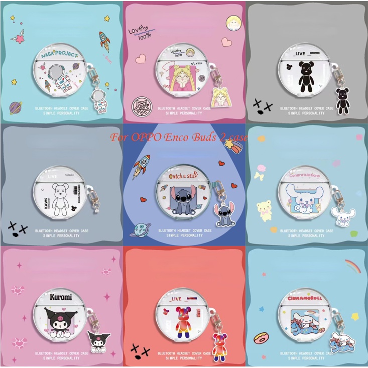 Hàng Sẵn Sàng! Vỏ Bảo Vệ Hộp Sạc Tai Nghe OPPO Enco Buds 2 Trong Suốt Họa Tiết Hoạt Hình Cô Gái & Phi Hành Gia Dễ Thương