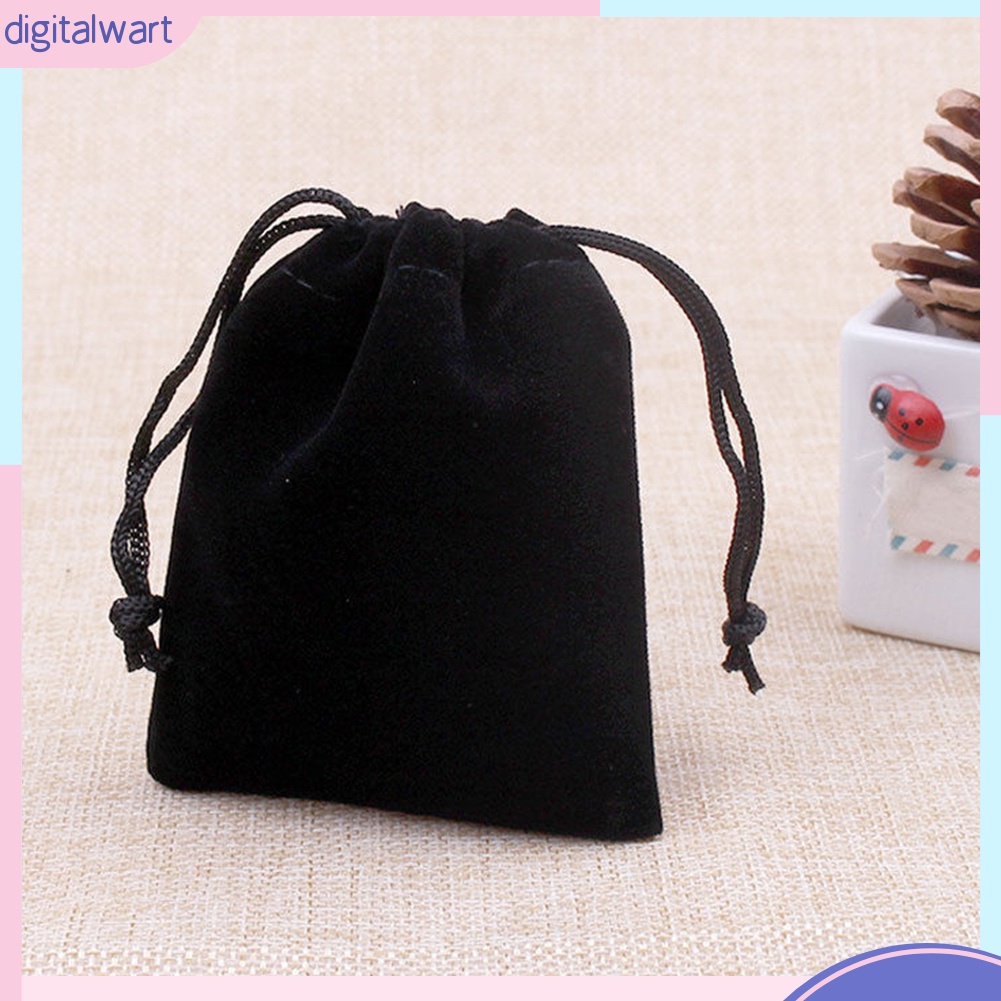 Túi Vải Nhung Dây Rút Màu Đen Xinh Xắn