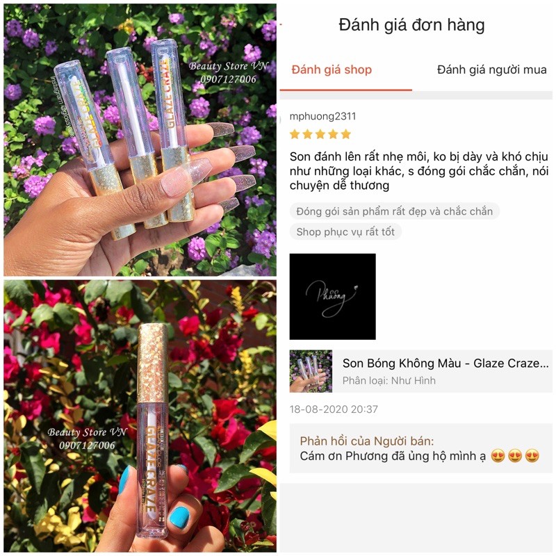 [FREESHIP] Son Bóng Không Màu Biến Son Lì Thành Son Bóng Clear Lipgloss