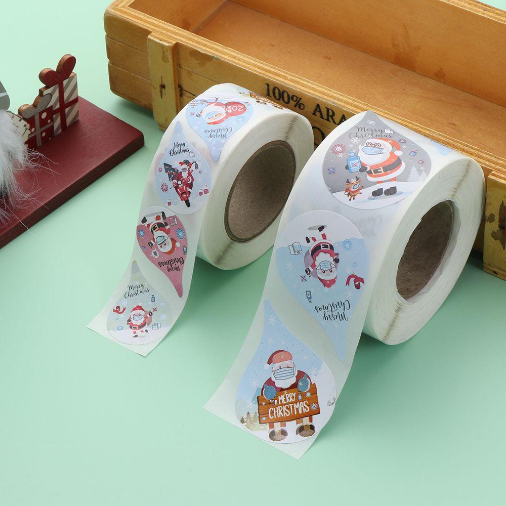 Bộ 500 Miếng Dán Trang Trí Phong Bì Giáng Sinh Tự Dính Họa Tiết Dễ Thương