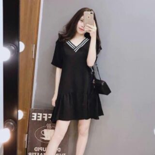 Đầm đuôi cá cổ sọc